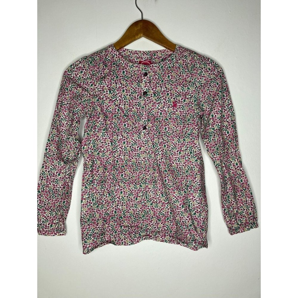 Joules Girls 11-12 Years 1/2 Button Long Sleeve Floral Blouse